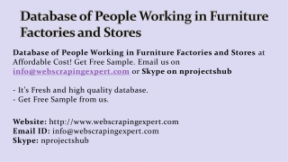 Database of People Working in Furniture Factories and Stores