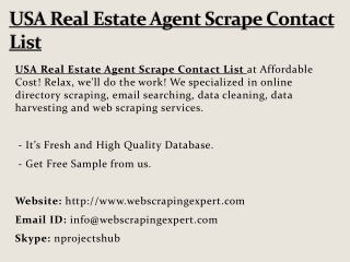 USA Real Estate Agent Scrape Contact List