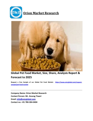 Global Pet Food Market Size, Industry Trends, Share and Forecast 2019-2025