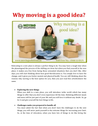 Why moving is a good idea?