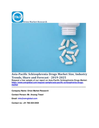 Asia-Pacific Schizophrenia Drugs Market Trends, Size, Competitive Analysis and Forecast - 2019-2025