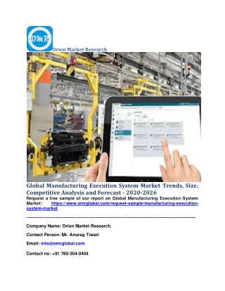 Global Manufacturing Execution System Market Trends, Size, Competitive Analysis and Forecast - 2020-2026
