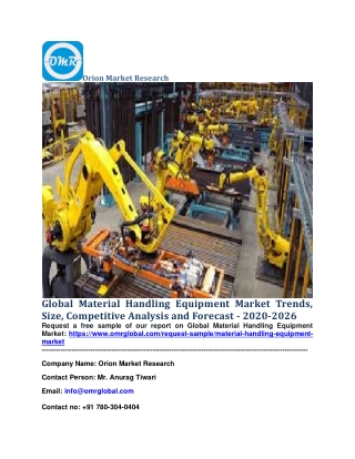 Global Material Handling Equipment Market Trends, Size, Competitive Analysis and Forecast - 2020-2026