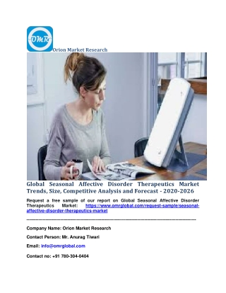 Global Seasonal Affective Disorder Therapeutics Market Trends, Size, Competitive Analysis and Forecast - 2020-2026