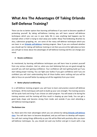 What Are The Advantages Of Taking Orlando Self-Defense Training?