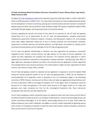 IoT Node and Gateway Market by Hardware, End-Use | COVID-19 Impact Analysis | MarketsandMarkets