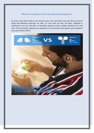 What Do You Expect From Your Bluetooth Earphones?