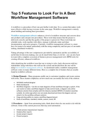 Top 5 Features to Look For In A Workflow Management Software