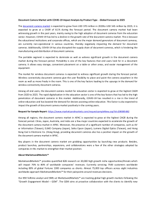 Document Camera Market by Product Type, Connection Type, End User |COVID-19 Impact Analysis| MarketsandMarkets