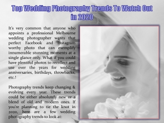 Top Wedding Photography Trends To Watch Out in 2020