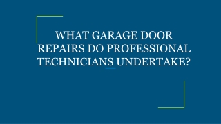 WHAT GARAGE DOOR REPAIRS DO PROFESSIONAL TECHNICIANS UNDERTAKE?