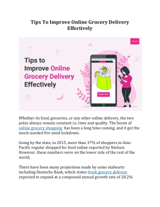 Tips To Improve Online Grocery Delivery Effect