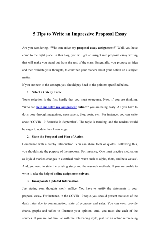 5 Tips to Write an Impressive Proposal Essay