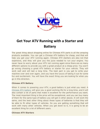 Get Your ATV Running with a Starter and Battery