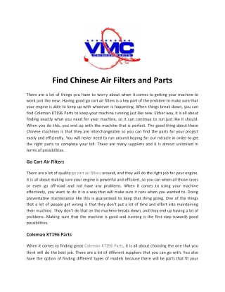 Find Chinese Air Filters and Parts