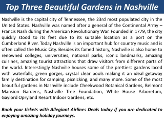 Top Three Beautiful Gardens in Nashville