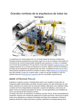 Grandes nombres de la arquitectura de todos los tiempos