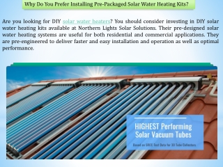 Solar Water Heating Kits - Northern Lights Solar Solutions