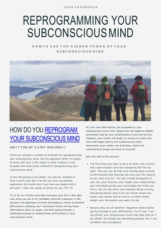 Reprogram Your Subconscious Mind