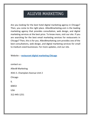 Online Restaurant Digital Marketing Chicago | Allevi8 Marketing