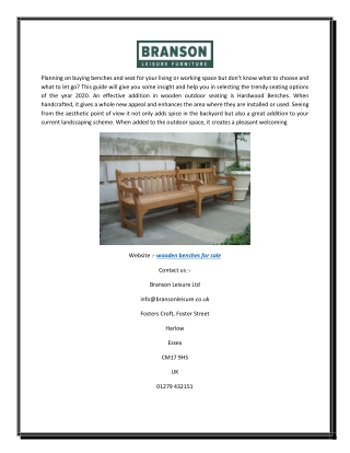 Wooden Benches For Sale | Bransonleisure.com