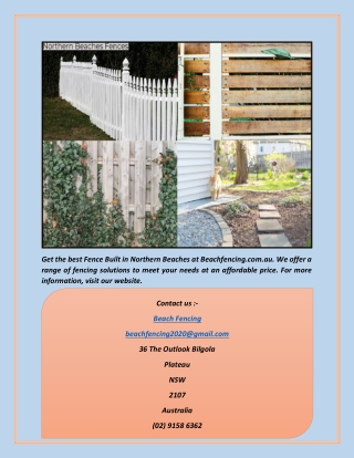 Get Fence Built Northern Beaches | Beach Fencing