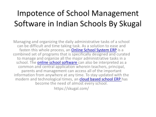 School Management Software in Indian Schools By Skugal