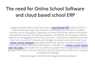 The need for Online School Software and cloud based school ERP