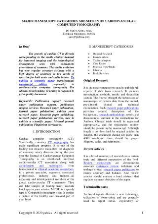 Major manuscript categories are seen in on Cardiovascular Computed Tomography - Pubrica