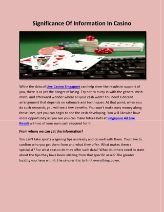 Significance Of Information In Casino