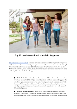 Top 10 best international schools in Singapore