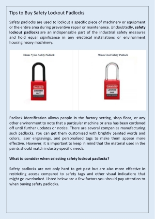 Tips to Buy Safety Lockout Padlocks