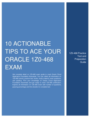 [2020] 10 Actionable Tips to Ace Your Oracle 1Z0-468 Exam
