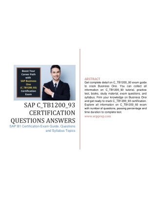 Latest Questions Answers and Syllabus Topics for SAP BI C_TB1200_93 Certification Exam [PDF]