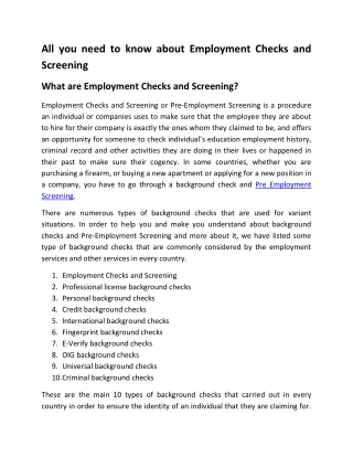 All you need to know about Employment Checks and Screening