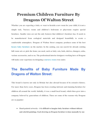 Premium Children Furniture By Dragons Of Walton Street