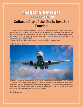 Culiacan City of the Usa Is Best For Tourists