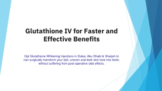 Glutathione IV for Faster and Effective Benefits