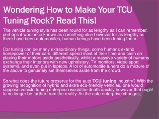 Wondering How to Make Your TCU Tuning Rock? Read This!