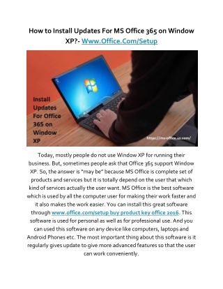 How to Install Updates For MS Office 365 on Window XP?- Www.Office.Com/Setup
