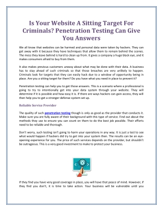 Is Your Website A Sitting Target For Criminals? Penetration Testing Can Give You Answers