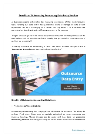 Benefits of Outsourcing Accounting Data Entry