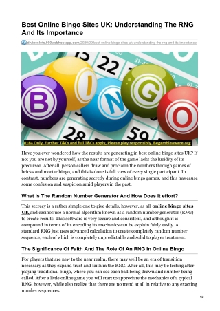 Best Online Bingo Sites UK: Understanding The RNG And Its Importance