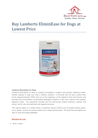 Buy Lamberts EliminEase for Dogs at Lowest Price- BestVetCare