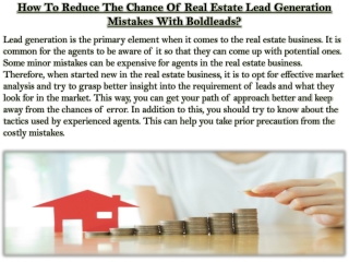 How To Reduce The Chance Of Real Estate Lead Generation Mistakes With Boldleads?