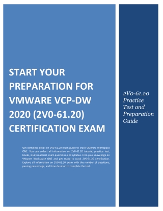 Start Your Preparation for VMware VCP-DW 2020 (2V0-61.20) Certification Exam