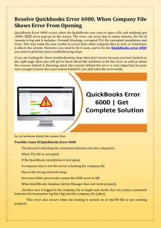 Resolve Quickbooks Error 6000, When Company File Shows Error From Opening