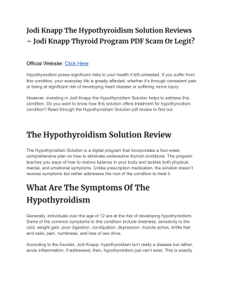 Jodi Knapp The Hypothyroidism Solution