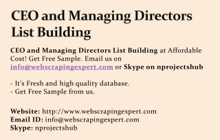 CEO and Managing Directors List Building