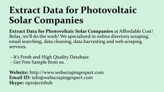 Extract Data for Photovoltaic Solar Companies
